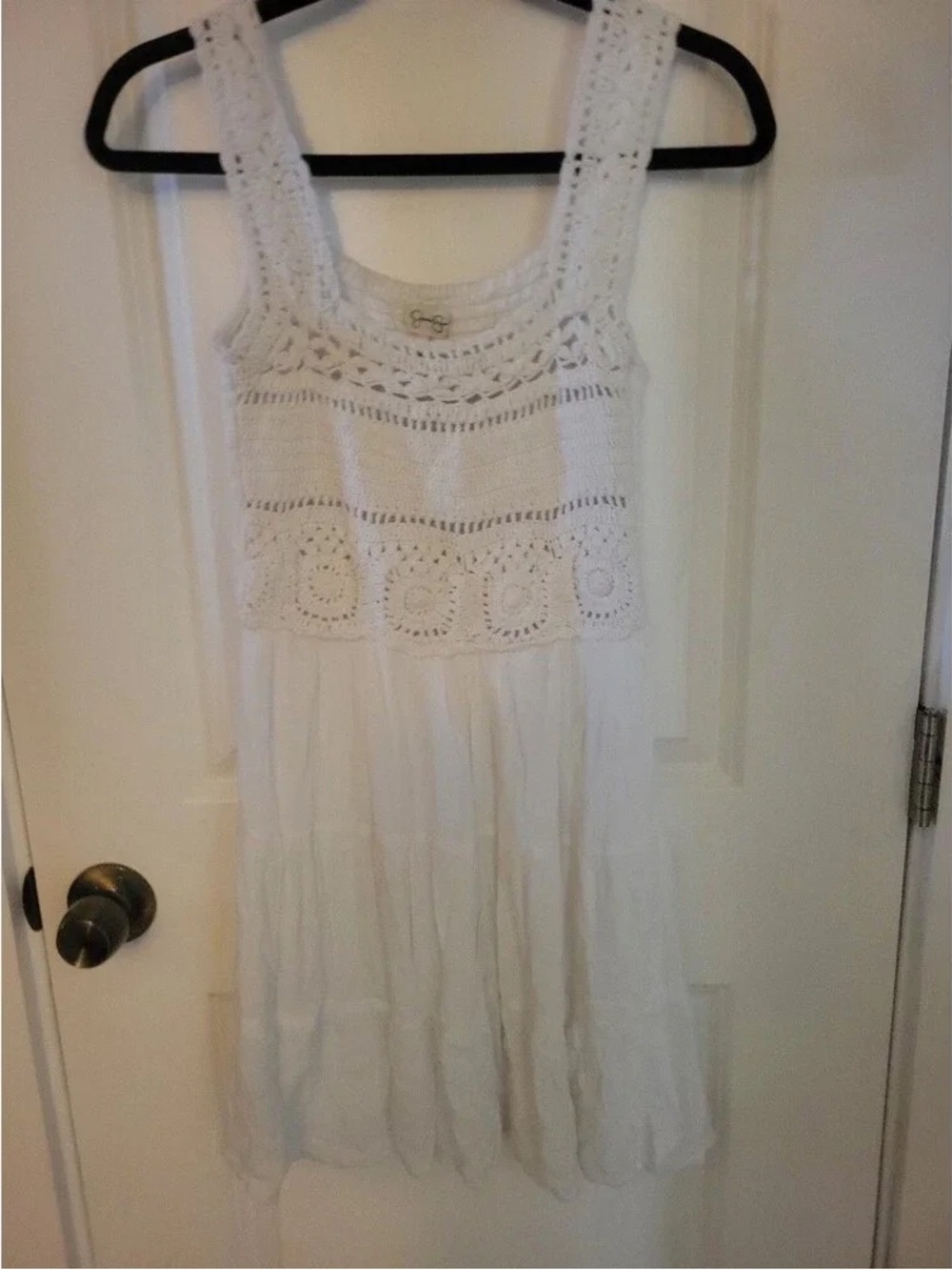Jessica Simpson White Crochet-Bodice Mini Dress